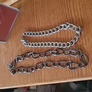 Chunky Silver and Gunmetal  Chain Necklaces